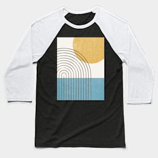 Sunny Ocean - Mid Century Modern Abstract Landscape Baseball T-Shirt